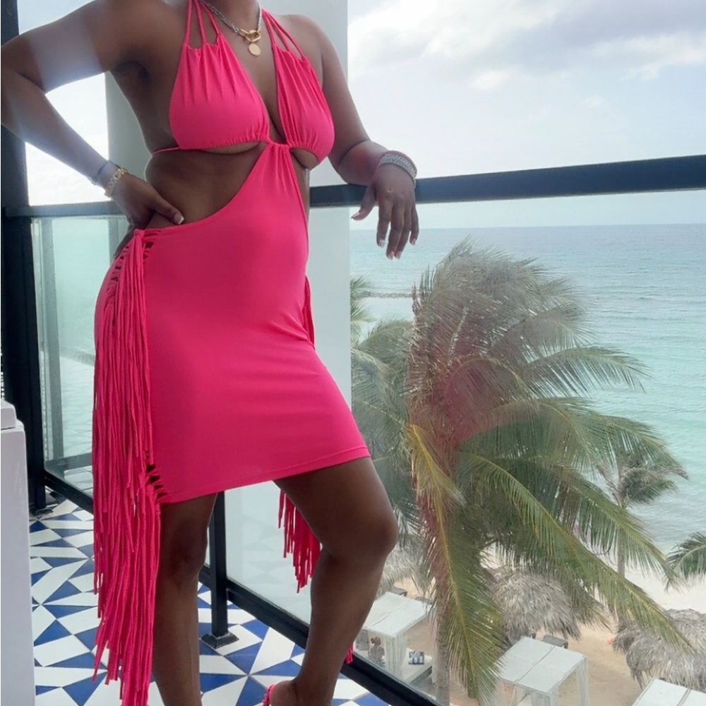 Source Unknown Pink Backless Dress